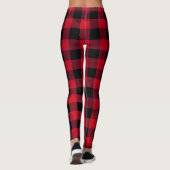 Rotes Büffel-Karo-Muster Leggings (Rückseite)