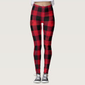 Rotes Büffel-Karo-Muster Leggings (Vorderseite)