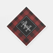 Rotes Büffel-Karo | Persönliche Initiale | Geschen Serviette (Ecke)