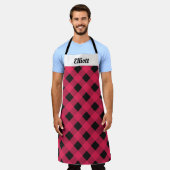 Rotes Büffel-Karo-Plaid-Moderne-Küche Schürze (Getragen)