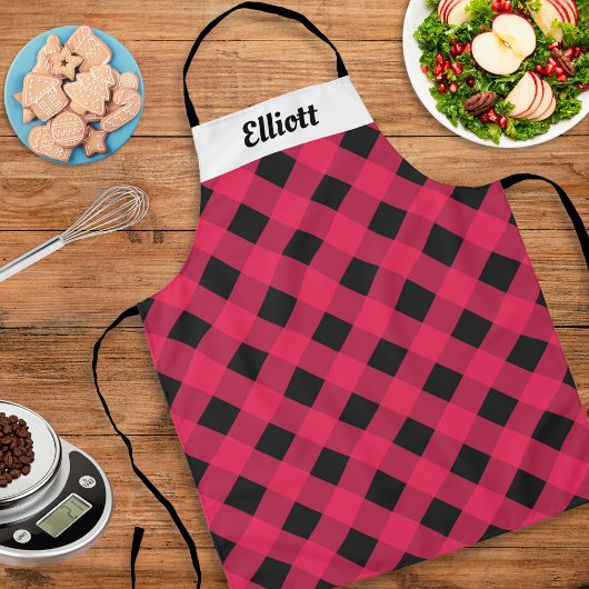 Rotes Büffel-Karo-Plaid-Moderne-Küche Schürze
