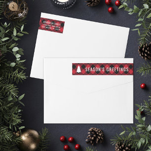 Rotes Büffel-Karo-Seasons-Greetings-Christmas