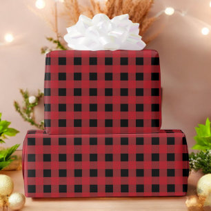 Rotes Büffel-Karo-Weihnachts-Geschenkpapier Geschenkpapier
