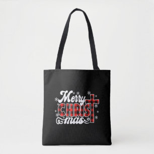 Rotes Büffel-Karo Weihnachtskreuz Vintage Xm Tasche