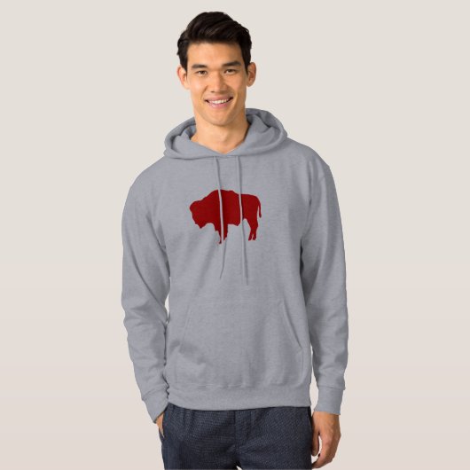 Rotes Büffel-Sweatshirt Wyomings Hoodie (Vorne ganz)