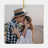 Rotes Bugband Script Familienurlaub Foto Keramikornament (Rückseite)