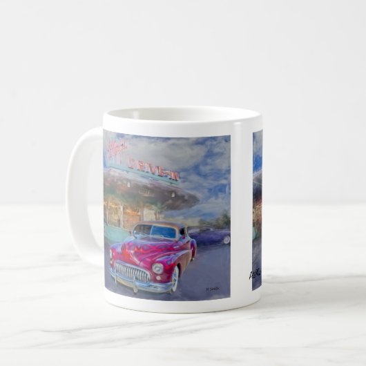 rotes buick am Autokino Kaffeetasse (Vorderseite Links)