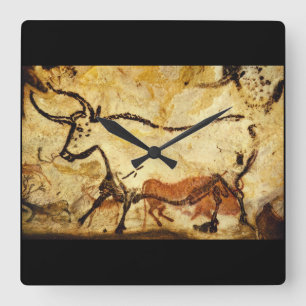 Rotes Bull', Lascaux, Dordogne_Art des Altertums Quadratische Wanduhr