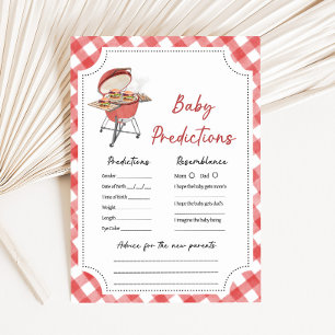 Rotes Burger BBQ Baby Shower Baby-Vorhersage-Spiel