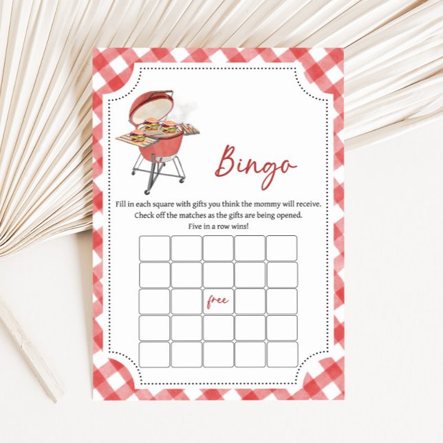Rotes Burger BBQ Baby Shower Bingo Spiel (Burger BBQ Baby Shower Game)