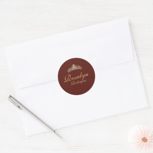Rotes Burgund und Gold Luxus Quinceanera Runder Aufkleber
