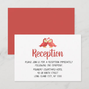 Rotes Burgunder-Hochzeitsempfang Süße Liebesvögel Einladung