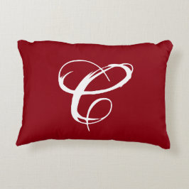 Rotes "C"-Akzent-Kissen mit Damask Back Zierkissen