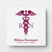 Rotes Caduceus Registered Nurse Medical Symbol Fotoplatte (Vorderseite)