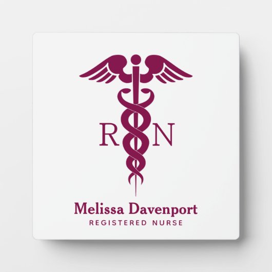 Rotes Caduceus Registered Nurse Medical Symbol Fotoplatte (Vorderseite)
