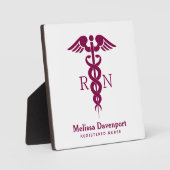 Rotes Caduceus Registered Nurse Medical Symbol Fotoplatte (Vorderseite)