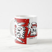 Rotes Cartoon-Monster Kaffeetasse (Vorderseite Links)