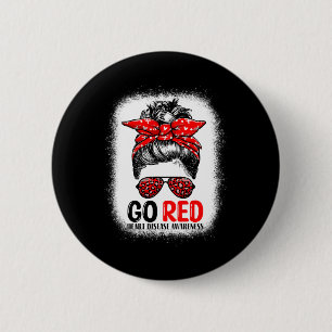 Rotes Chaos-Bun Frauen im Februar - Herzkrankheit Button