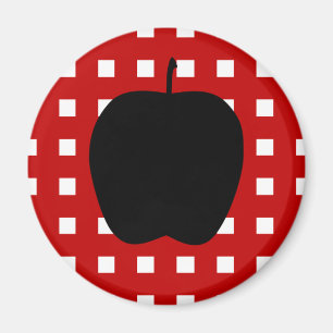 Rotes Checkered mit Apple-Silhouette Magnet