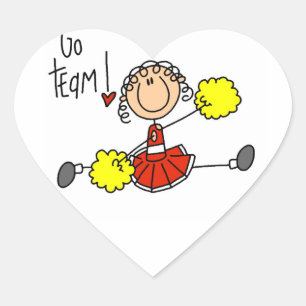 Rotes Cheerleader-Team 'Go Team!' Herz-Aufkleber