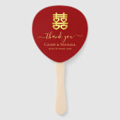 Rotes chinesisches Hochzeitsherz Doppelfröhlichkei Fächer (Rückseite)