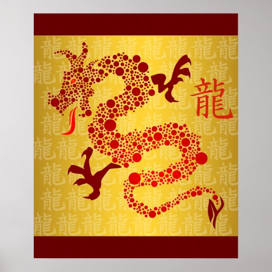 Rotes Chinesisches Jahr des Drachen Poster (Vorne)