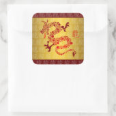 Rotes Chinesisches Jahr des Drachen Quadratischer Aufkleber (Tasche)