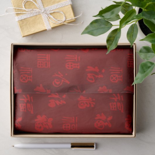 Rotes chinesisches Kalligraphiewort 福 Seidenpapier (Geschenk)