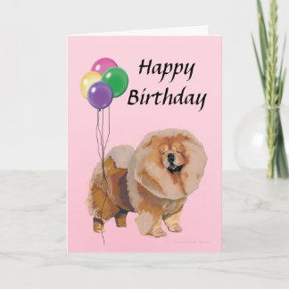 Rotes Chow-Chow mit Ballon-alles Gute zum Karte