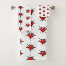 Rotes Chrome-Dornen-Herz-Sigil-Handtuch-Set Badhandtuch Set