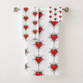 Rotes Chrome-Dornen-Herz-Sigil-Handtuch-Set Badhandtuch Set