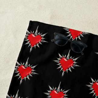 Rotes Chrome-Dornen-Herz-Sigil-Strandtuch Strandtuch