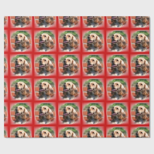 Rotes Cocker spaniel-Packpapier Geschenkpapier (Flach)