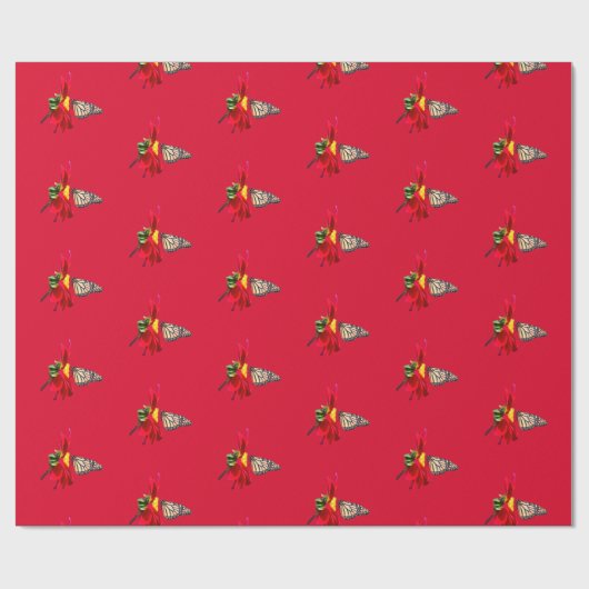 Rotes Dahlie-Monarchfalter-Geschenk-Packpapier Geschenkpapier (Flach)