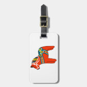 Rotes Dala Pferd Gepäckanhänger (Vorderseite vertikal)