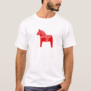 Rotes Dala Pferd T-Shirt