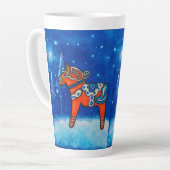 Rotes Dala Pferd Whimsical Art Milchtasse (Linke Ecke)