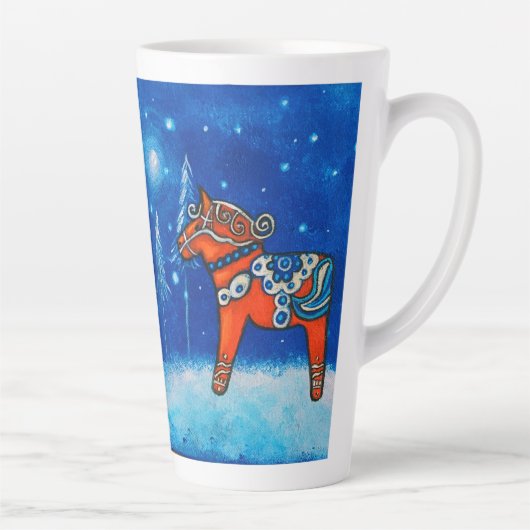 Rotes Dala Pferd Whimsical Art Milchtasse (Rechts)