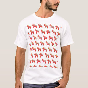 Rotes Dala-Pferde-T-Shirt T-Shirt