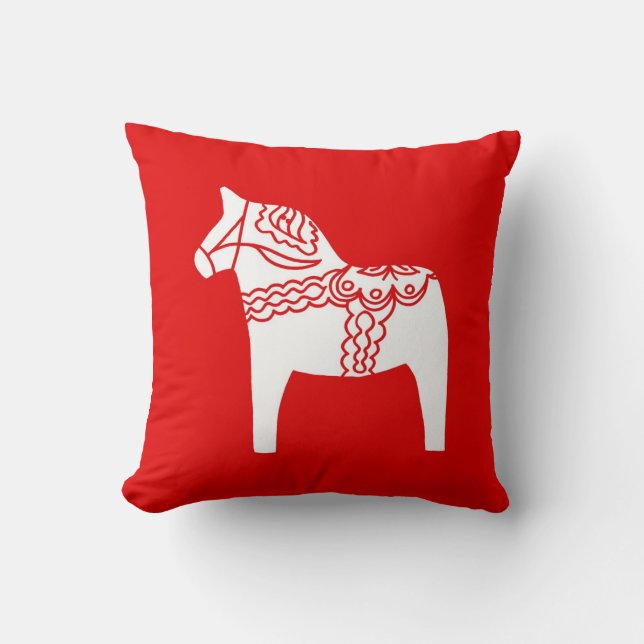 Rotes Dala Pferdekissen Kissen (Vorderseite)
