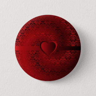 Rotes Damast-Herz Button