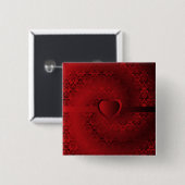 Rotes Damast-Herz Button (Vorne & Hinten)