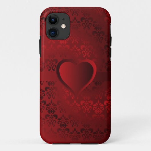 Rotes Damast-Herz Case-Mate iPhone Hülle (Rückseite)