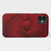 Rotes Damast-Herz Case-Mate iPhone Hülle (Rückseite (Horizontal))
