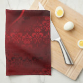 Rotes Damast-Herz Handtuch (Viertel Falte)