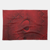 Rotes Damast-Herz Handtuch (Horizontal)