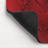 Rotes Damast-Herz Mousepad (Ecke)