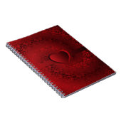 Rotes Damast-Herz Notizblock (Rechte Seite)