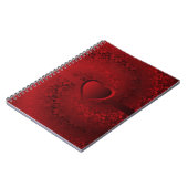 Rotes Damast-Herz Notizblock (Linke Seite)