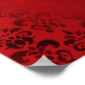 Rotes Damast-Herz Poster (Ecke)